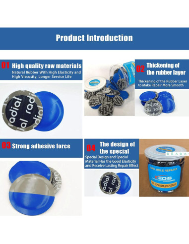 Kit de Parche de Reparación de Neumáticos Flylin 200 Pcs 32mm