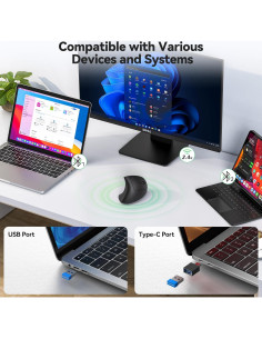 Ratón Ergonómico TECKNET Vertical Inalámbrico 4800 DPI Negro 2