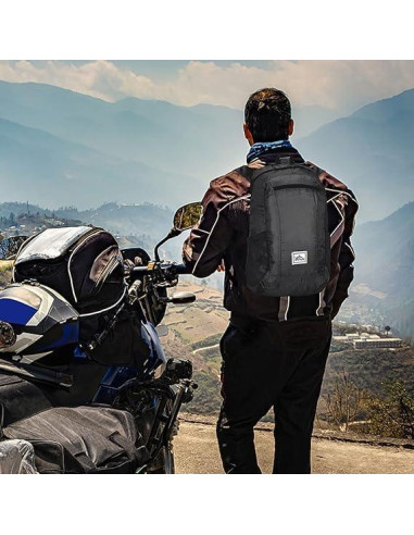 Mochila Plegable 20L Resistente al Agua para Senderismo - Negra