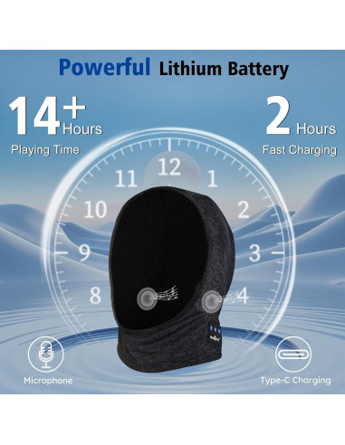 MUSICOZY Máscara Balaclava Térmica con Auriculares Bluetooth 5.4