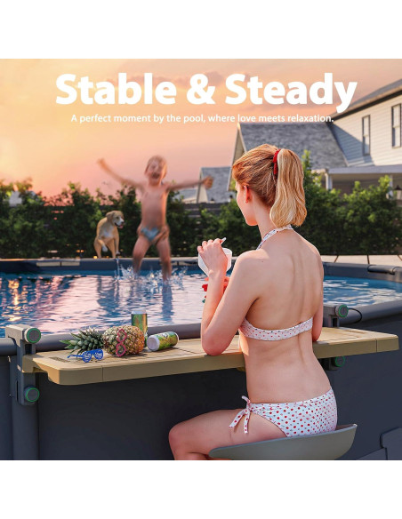 Bar de piscina plegable POOLHACKER 97.79x29.72 cm Marrón Ámbar