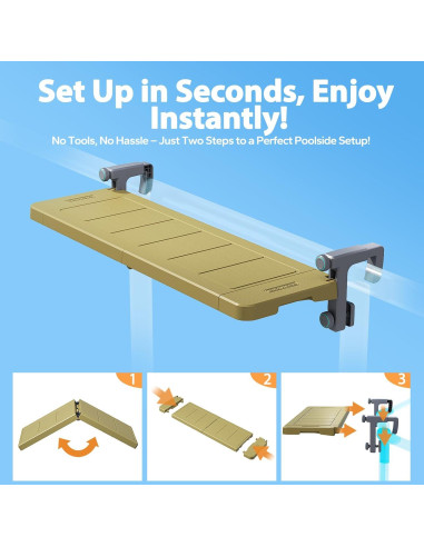Bar de piscina plegable POOLHACKER 97.79x29.72 cm Marrón Ámbar