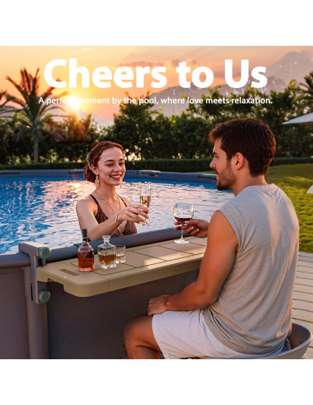 Bar de piscina plegable POOLHACKER 97.79x29.72 cm Marrón Ámbar