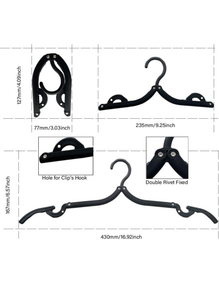 20 Perchas de Viaje Plegables ZCASMOS Antideslizantes 0.61kg