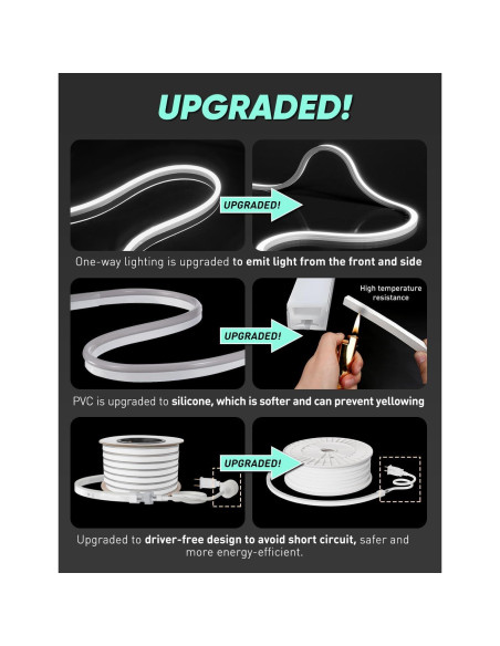 Tira de Neón LED GZBtech 5M 6000K Blanco Frío IP65 Tira de Neón LED GZBtech 5M 6000K Blanco Frío IP65