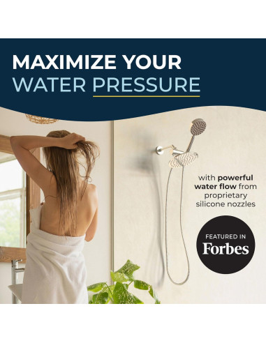 Cabezal de Ducha Doble HammerHead Showers Oro Cepillado 20.32 cm