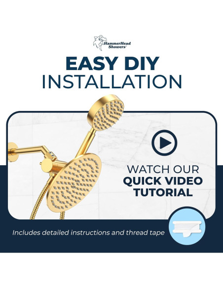 Cabezal de Ducha Doble HammerHead Showers Oro Cepillado 20.32 cm