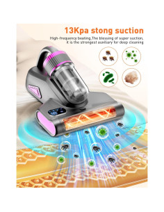 Aspiradora de Cama IYOFINE Inalámbrica 200W con Luz UV y HEPA 2