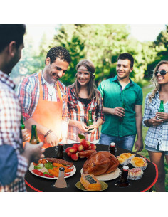 Mesa de Camping Plegable Soaoo 2 Pcs 72x72x62 cm con Portavasos 2