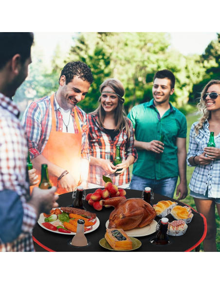 Mesa de Camping Plegable Soaoo 2 Pcs 72x72x62 cm con Portavasos