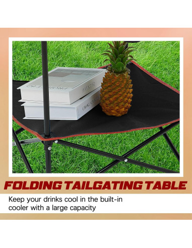 Mesa de Camping Plegable Soaoo 2 Pcs 72x72x62 cm con Portavasos