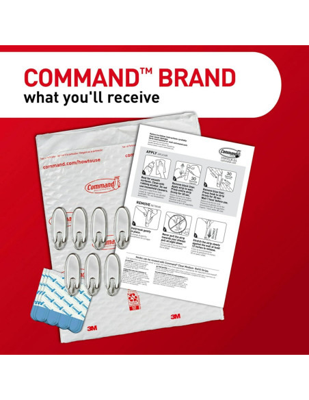 Ganchos de Pared Transparentes Command Medianos - 7 Ganchos, Soporta 0.91 kg