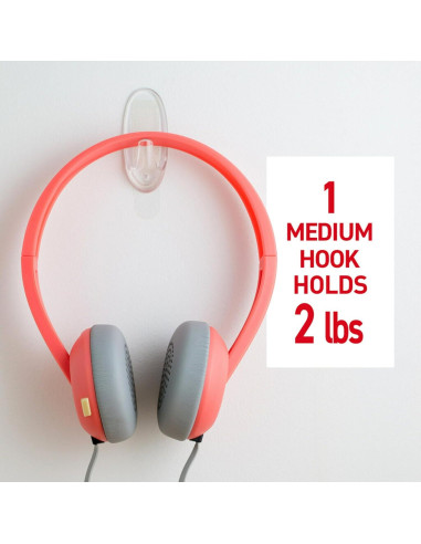 Ganchos de Pared Transparentes Command Medianos - 7 Ganchos, Soporta 0.91 kg