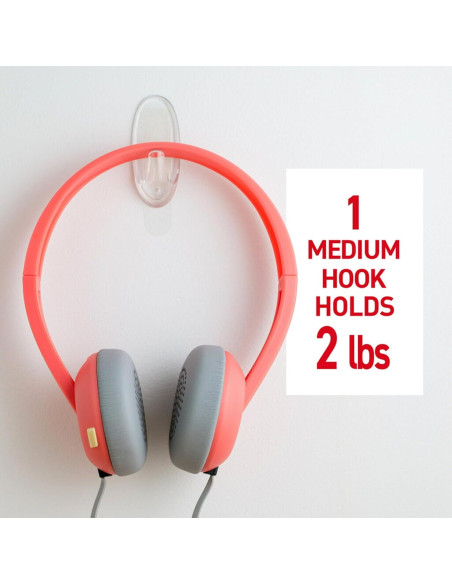 Ganchos de Pared Transparentes Command Medianos - 7 Ganchos, Soporta 0.91 kg