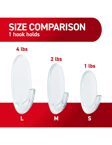 Ganchos de Pared Transparentes Command Medianos - 7 Ganchos, Soporta 0.91 kg