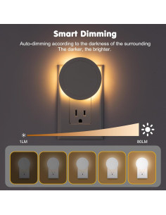 4 Luces Nocturnas Eneteck Redondas con Sensor Luz Cálida 2
