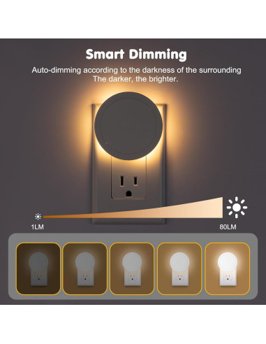 4 Luces Nocturnas Eneteck Redondas con Sensor Luz Cálida