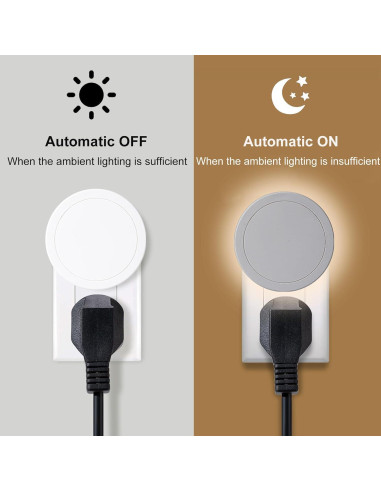 4 Luces Nocturnas Eneteck Redondas con Sensor Luz Cálida