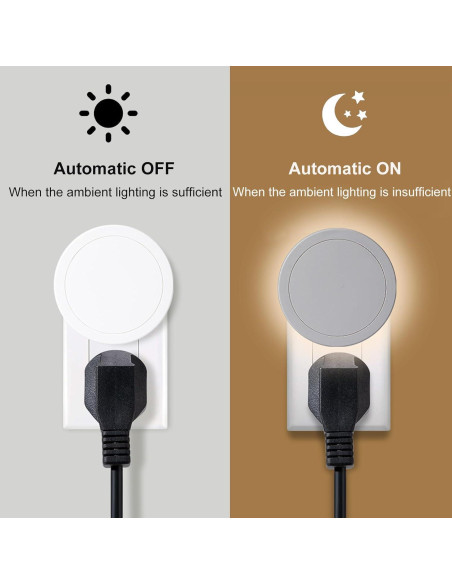 4 Luces Nocturnas Eneteck Redondas con Sensor Luz Cálida