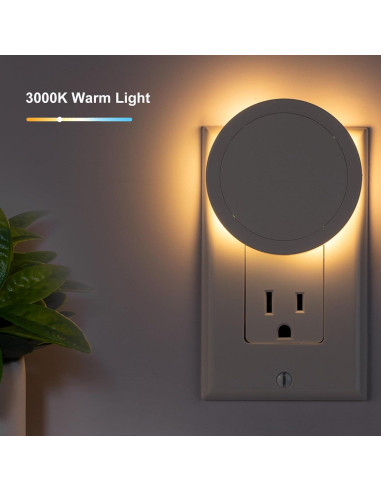 4 Luces Nocturnas Eneteck Redondas con Sensor Luz Cálida