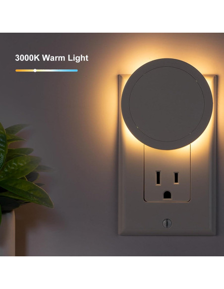 4 Luces Nocturnas Eneteck Redondas con Sensor Luz Cálida