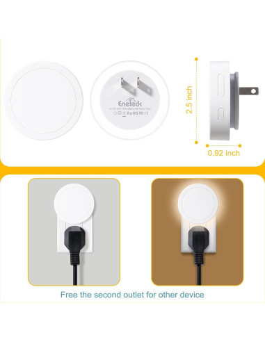 4 Luces Nocturnas Eneteck Redondas con Sensor Luz Cálida