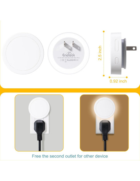 4 Luces Nocturnas Eneteck Redondas con Sensor Luz Cálida
