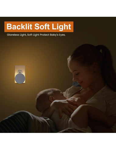 4 Luces Nocturnas Eneteck Redondas con Sensor Luz Cálida