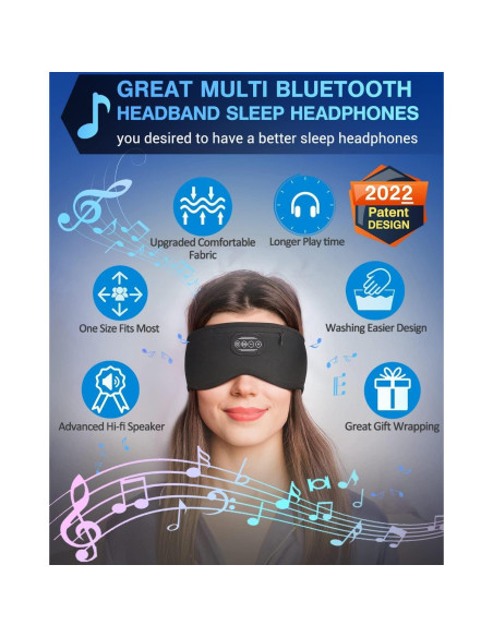 Auriculares para dormir Bluetooth EverPlus Diadema 10h Música Auriculares para dormir Bluetooth EverPlus Diadema 10h Música