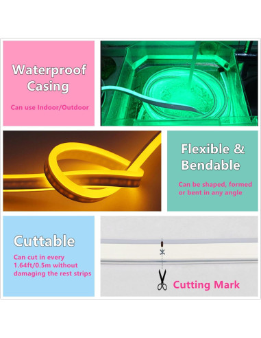 Tira LED Neon Flexible 5m Azul IEKOV SMD 2835 Impermeable