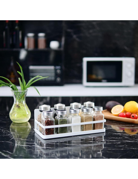 Estante Magnético para Especias VOYUTHY Blanco con 4 Ganchos