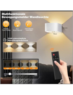 Luz de Pared Audor con Sensor de Movimiento y Control Remoto 2