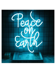 Luz de Neón Regulable Kullneon Paz en la Tierra 42x32cm Azul