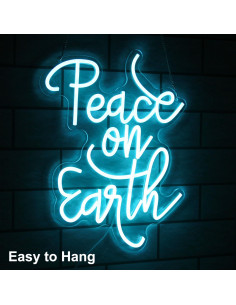 Luz de Neón Regulable Kullneon Paz en la Tierra 42x32cm Azul 2