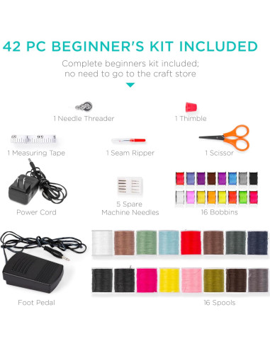 Máquina de Coser Compacta Mejor Opción 6V 12 Patrones 42 Piezas