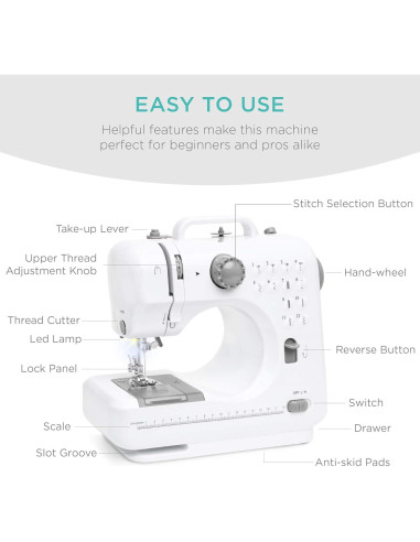 Máquina de Coser Compacta Mejor Opción 6V 12 Patrones 42 Piezas