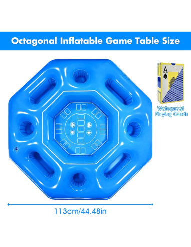 Mesa de Juego Inflable Octagonal Lanathel con Cartas Impermeables