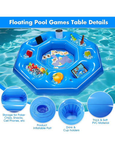 Mesa de Juego Inflable Octagonal Lanathel con Cartas Impermeables