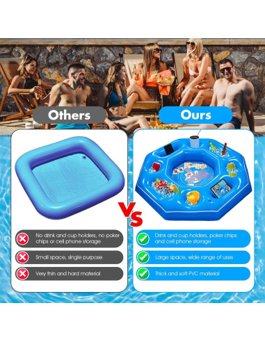 Mesa de Juego Inflable Octagonal Lanathel con Cartas Impermeables