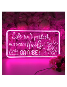 Señal de Neón LED UÑAS 3D Rosa 40 cm con USB - Goldenleader