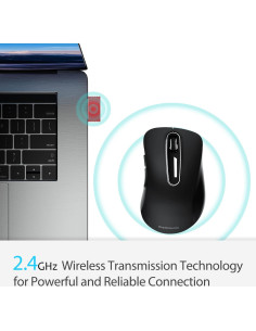 Ratón Inalámbrico Memzuoix GAYI 1400 DPI USB Negro 2