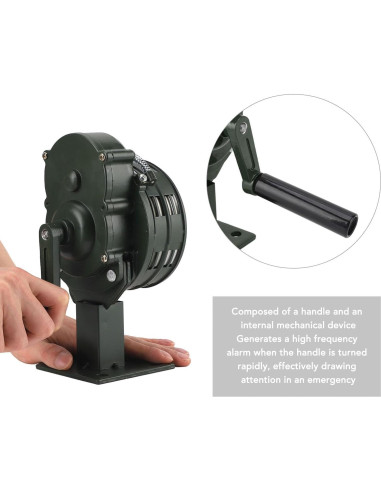 Sirena de Manivela Dpofirs 110dB Alarma de Emergencia Verde