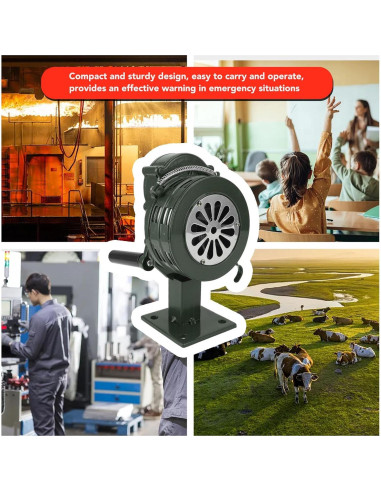 Sirena de Manivela Dpofirs 110dB Alarma de Emergencia Verde