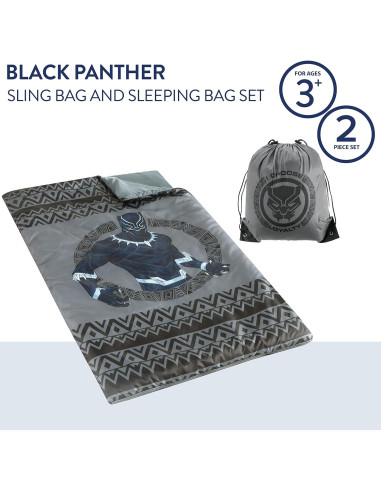 Saco de Dormir Infantil Idea Nuova Black Panther 2 Piezas