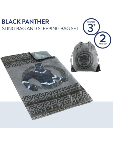 Saco de Dormir Infantil Idea Nuova Black Panther 2 Piezas Saco de Dormir Infantil Idea Nuova Black Panther 2 Piezas