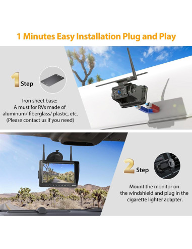 Cámara de Respaldo Inalámbrica Solar Xroose 7" HD 1080P