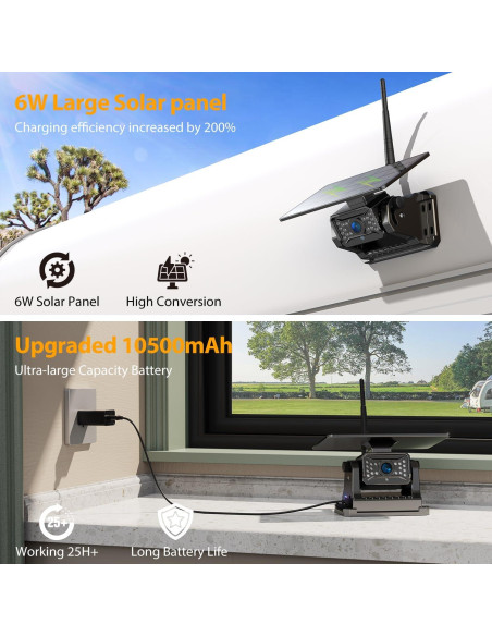 Cámara de Respaldo Inalámbrica Solar Xroose 7" HD 1080P