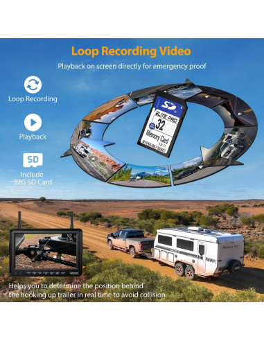 Cámara de Respaldo Inalámbrica Solar Xroose 7" HD 1080P