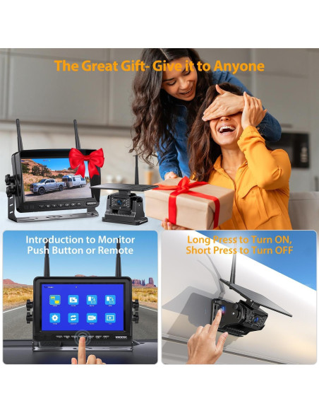 Cámara de Respaldo Inalámbrica Solar Xroose 7" HD 1080P