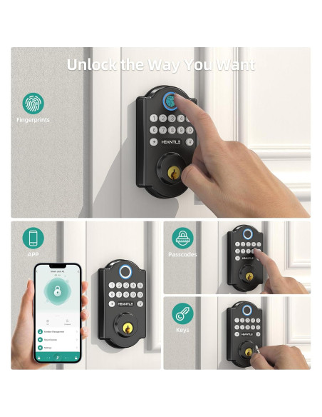 Cerradura Inteligente WiFi HEANTLE A2-BBFHST-HNT con Huella Dactilar